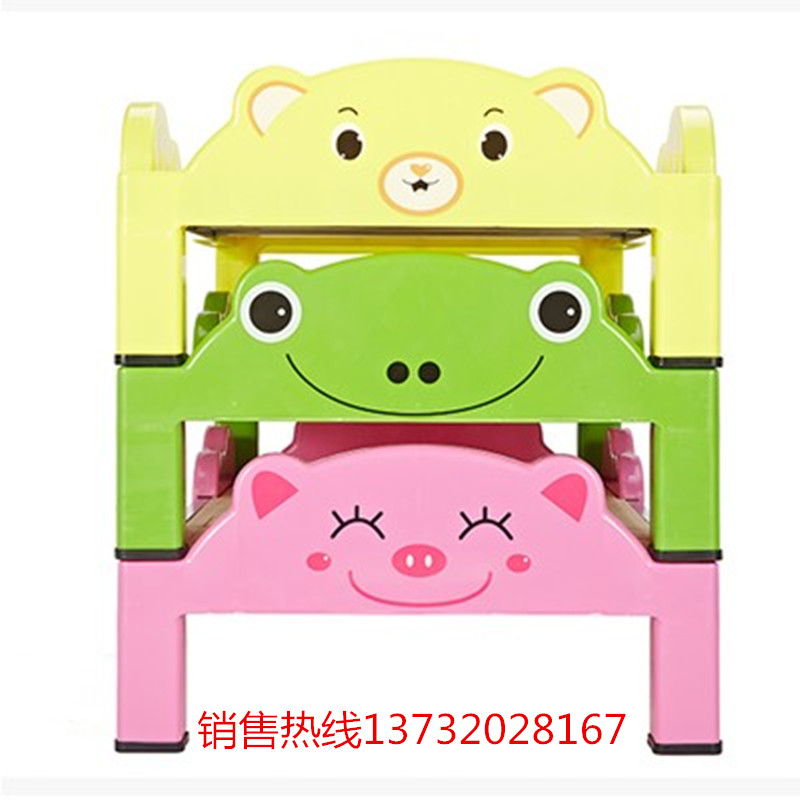 Toddler bed cartoon foldable bed kindergarten children's lunch bed plastic stacked bed children's small bed Primary School bed
