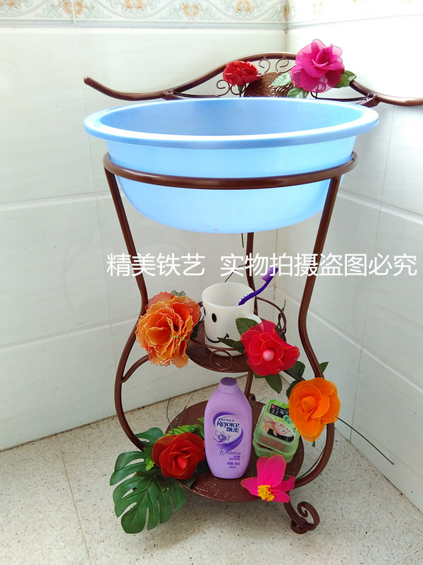 Khung phòng tắm bằng sắt rèn chậu rửa bằng sắt chậu rửa chậu rửa mặt Giá treo khăn lau sàn phòng tắm trang trí phòng tắm - Kệ giá sách gỗ