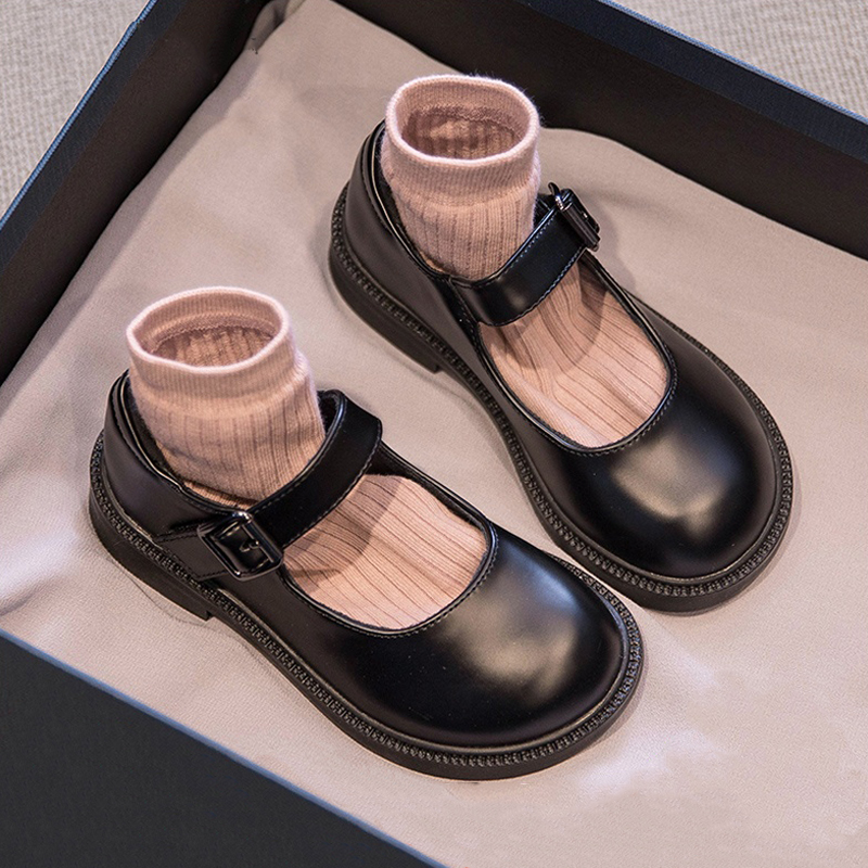 Girl Shoes Princess Shoes 2021 Spring Autumn Season New Black Small Leather Shoes Children Shoes Soft Bottom Inglén Wind Single Shoes