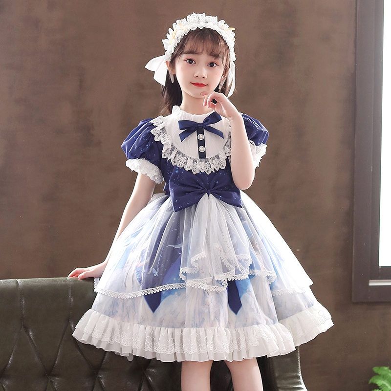 South Korea Girl Lolita Summer Dress Princess Dresses Roleita Foreign Dress Short Sleeve Children's Genuine Lorita dress