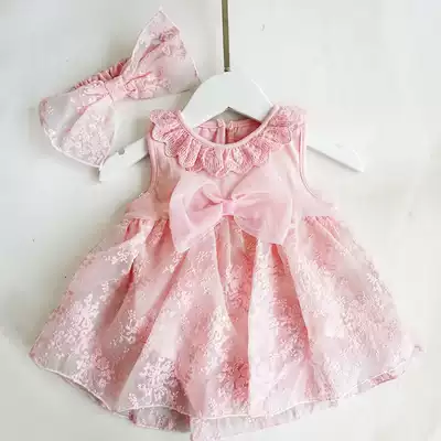 Korean female treasure princess dress Summer newborn baby full moon small skirt One-year-old baby 100-day feast clothes year-old dress