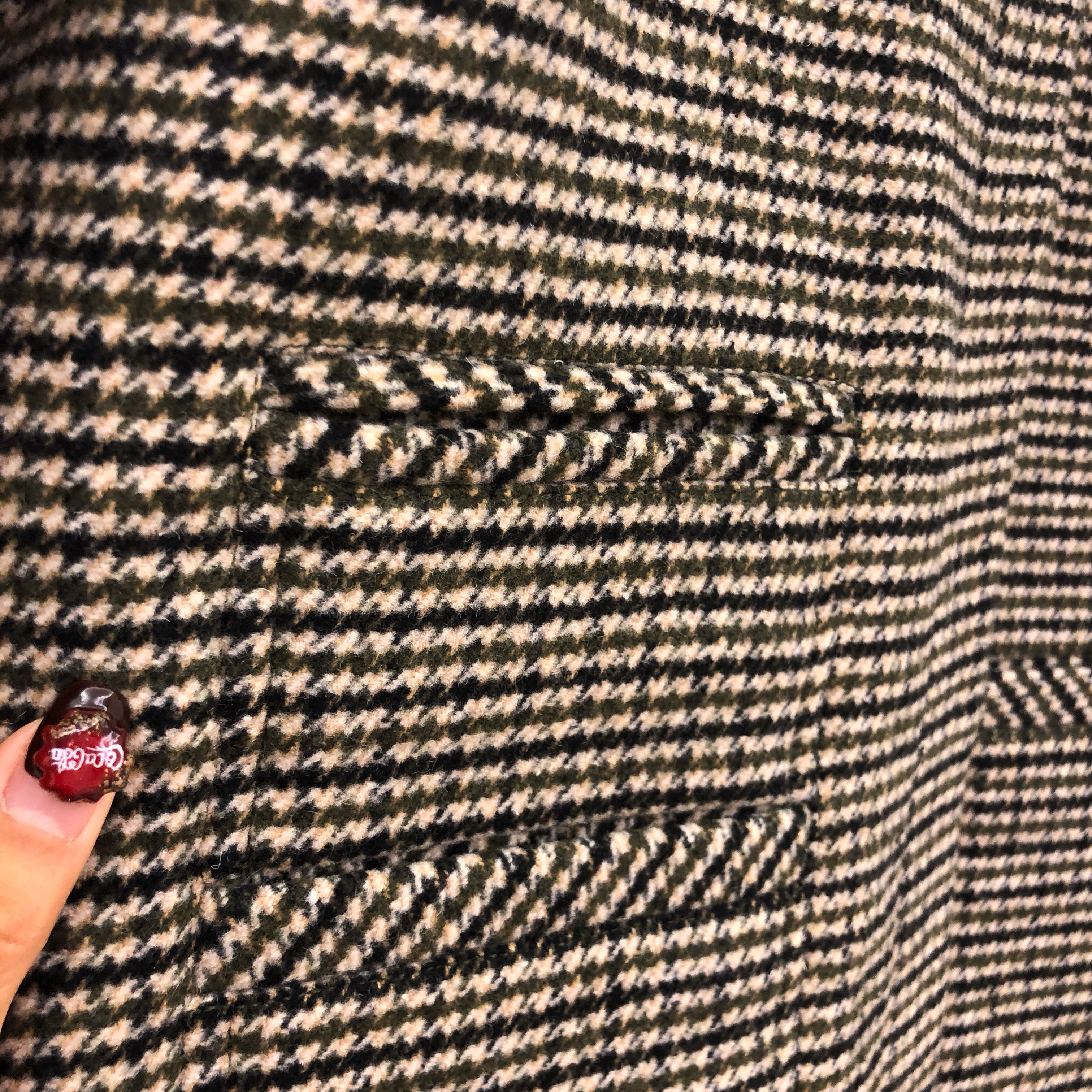 Misssha chính tả houndstooth áo khoác nữ 2018 mùa thu và mùa đông mới ve áo phong cách retro khâu áo dài - Accentuated eo áo áo dạ croptop