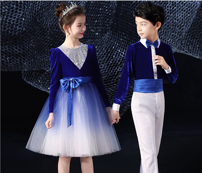 New children's chorus costumes for primary and secondary school students boys and girls dance speech recitation autumn and winter long-sleeved costumes