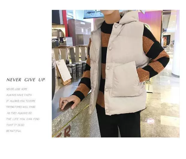 Mùa thu đông không tay áo vest cotton nam phiên bản Hàn Quốc của xu hướng áo vest ấm áp giản dị vest vest lỏng áo khoác thể thao áo vest dạ nam