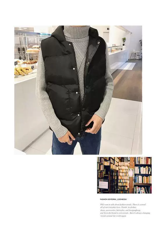 Mùa thu đông không tay áo vest cotton nam phiên bản Hàn Quốc của xu hướng áo vest ấm áp giản dị vest vest lỏng áo khoác thể thao áo vest dạ nam