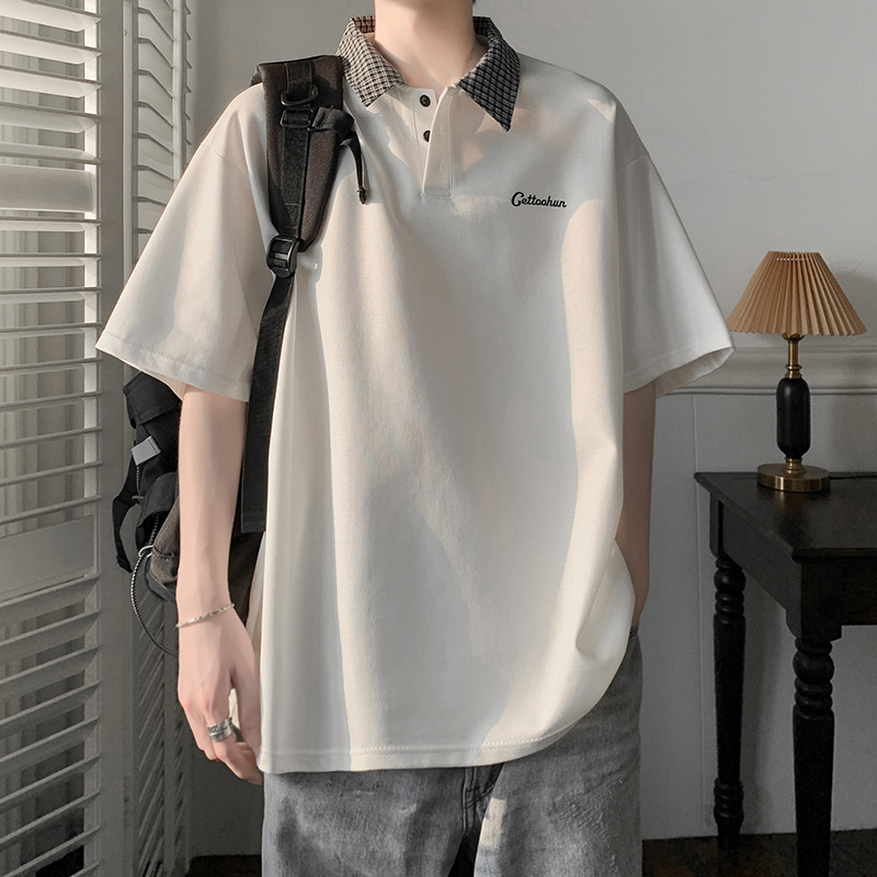 American-Style Polo Shirt Short-Sleeved T-Shirt for Men and Women 2025 New Summer Wear for Teenagers with a High-End Feel, Loose Five-Quarter Sleeves American-Style Polo Shirt Short-Sleeved T-Shirt for Men and Women 2025 New Summer Wear for Teenagers with a High-End Feel, Loose Five-Quarter Sleeves