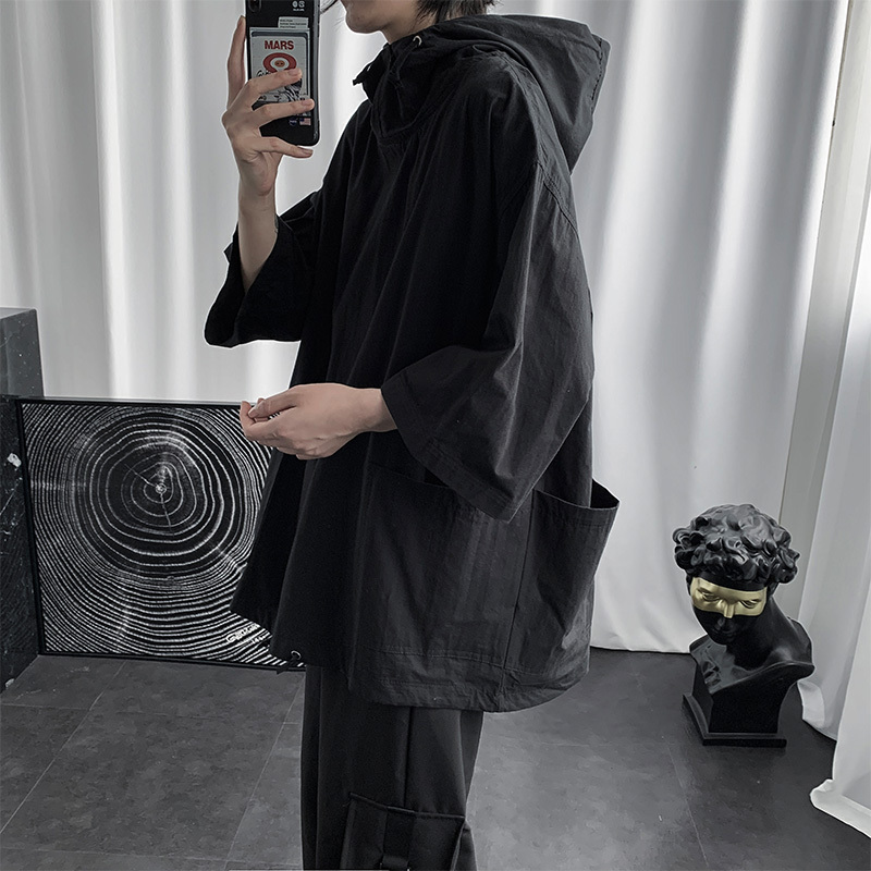 Summer Men's Short-Sleeved T-Shirt, Cool and Trendy ins Hooded Half-Sleeve Sweatshirt for Students with a Hood, Solid Color Hoodie for Men Summer Men's Short-Sleeved T-Shirt, Cool and Trendy ins Hooded Half-Sleeve Sweatshirt for Students with a Hood, Solid Color Hoodie for Men
