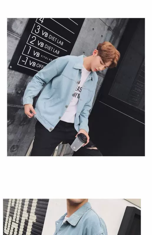 Áo khoác lửng denim mùa thu nam lửng gió đẹp trai phiên bản Hàn Quốc của xu hướng áo trẻ trung hoang dã