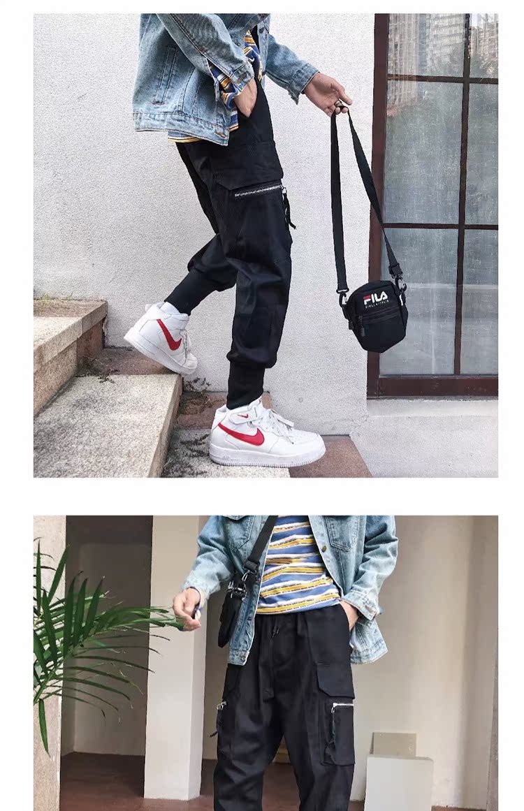 Thu đông thương hiệu hip hop chín quần nam phiên bản Hàn Quốc của xu hướng áo liền quần nam chân rộng rãi quần in hậu cung giản dị shop quần áo nam