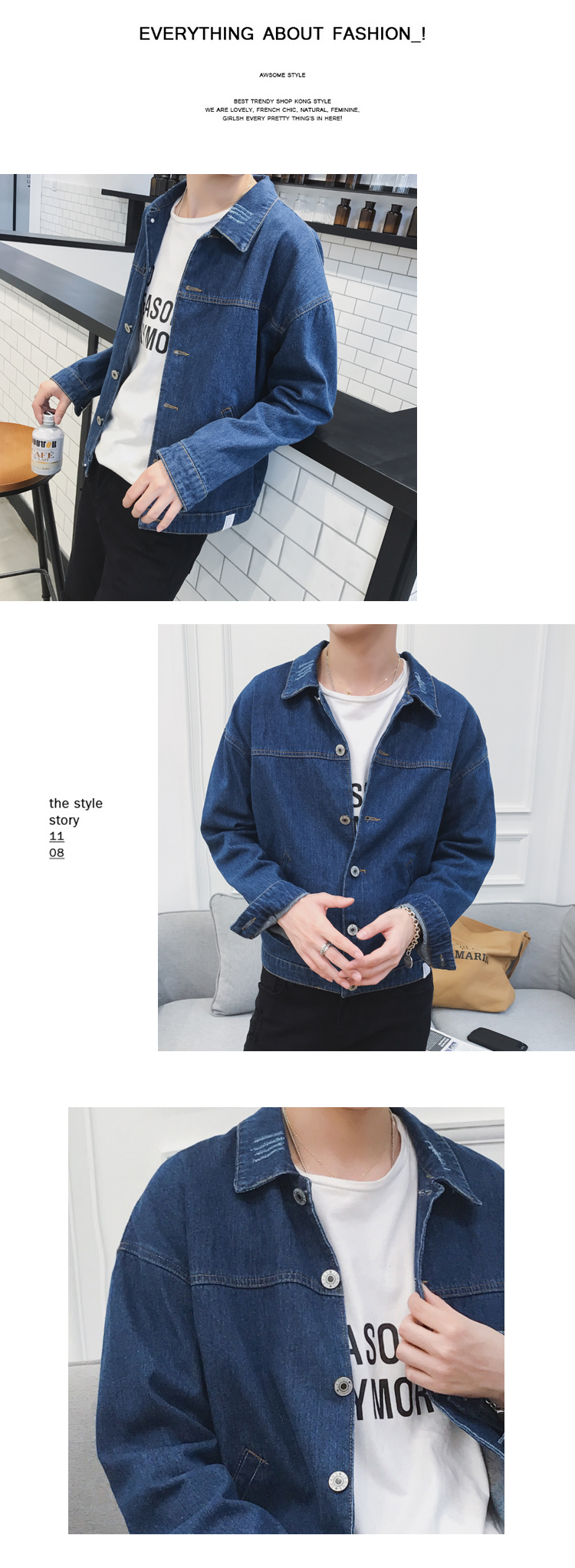 Áo khoác denim jacket nam Hàn Quốc phiên bản của xu hướng 2017 lỗ mới lỏng đẹp trai airwear sinh viên bf gió mùa xuân và mùa thu áo