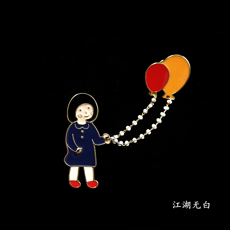 Japanese creative small fresh art drop oil girl dog breast pin buckle cute cartoon anti-wear pin accessories female