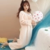Phiên bản Hàn Quốc của công chúa váy ngủ nữ dễ thương ngọt ngào flannel đồ ngủ phụ nữ mùa thu và mùa đông dài phần san hô lông cừu dày dịch vụ nhà