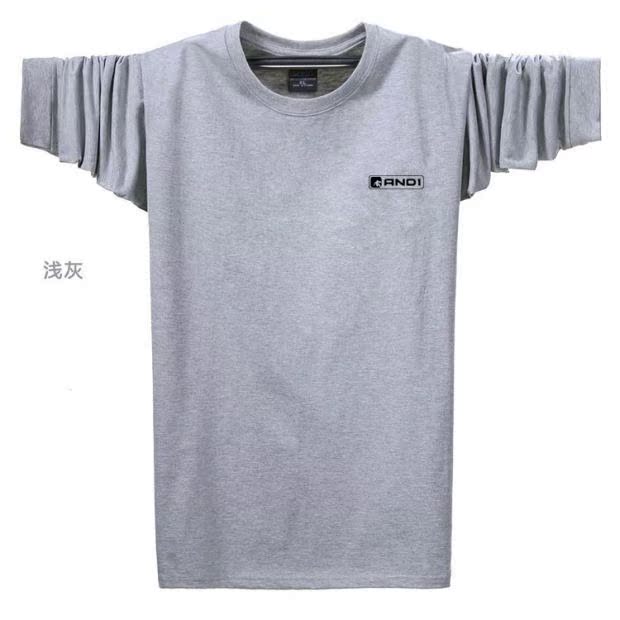 Đàn ông cộng với phân bón để tăng quần áo mùa thu Áo phông của cha trung niên Áo thun dài tay cotton chất béo thể thao cỡ lớn áo thun trắng áo form rộng nam cá tính