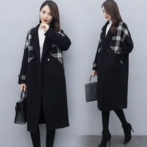 Woolen coat female small Korean loose 2021 autumn new womens woolen mid-length coat autumn and winter