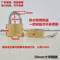 Power meter box lock 50mm cross copper lock through and open padlock Warehouse door lock box change padlock power lock