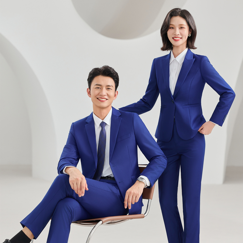 Men's and Women's Royal Blue Suits, College Student Interview Professional Attire, Civil Service Exam Suit, Three-Piece Set, Bank Manager Work Uniform