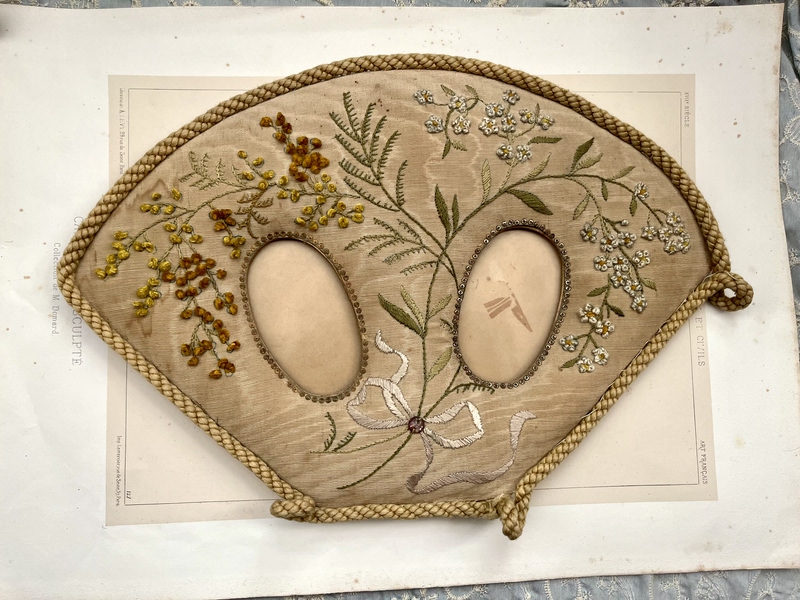 European Antique Embroidered Picture Frame