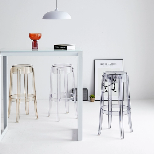 Nordic Transparent Bar Stool High -Foot Stool Restaurant Bar Stool Creative Designer Home с акриловой хрустальной сетью Red