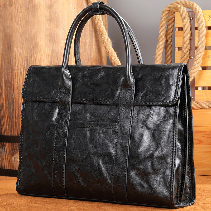 Men's handbag genuine leather men's bag 2023 new head layer cow leather business travel bag computer bag business briefcase-Taobao