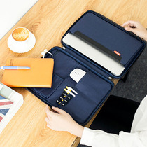 a4 Portable file bag file storage multi-layer information bag zipper canvas female briefcase fashion professional bag men