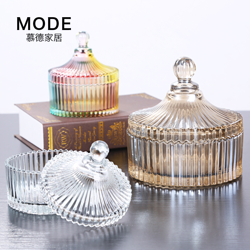 European luxury crystal transparent glass purification degaussing bowl container dish Creative jewelry box with lid Candy can ornaments