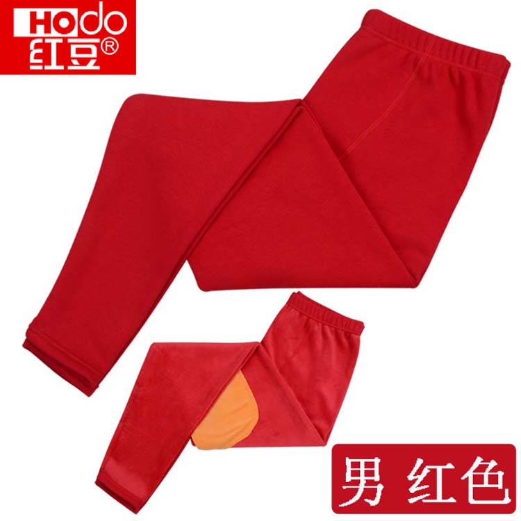 Quần lót nam màu đỏ và quần nhung dày cộng với đầu gối mùa đông trung niên cỡ lớn quần ấm đơn quan tat