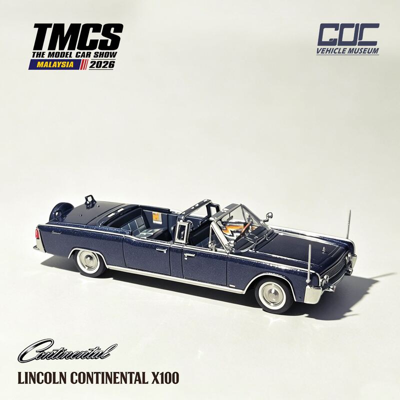 Malaysia Tmsc Exhibition 1/64 Lincoln Continental X100 Kennedy's Ride Extended Convertible Alloy Car Model