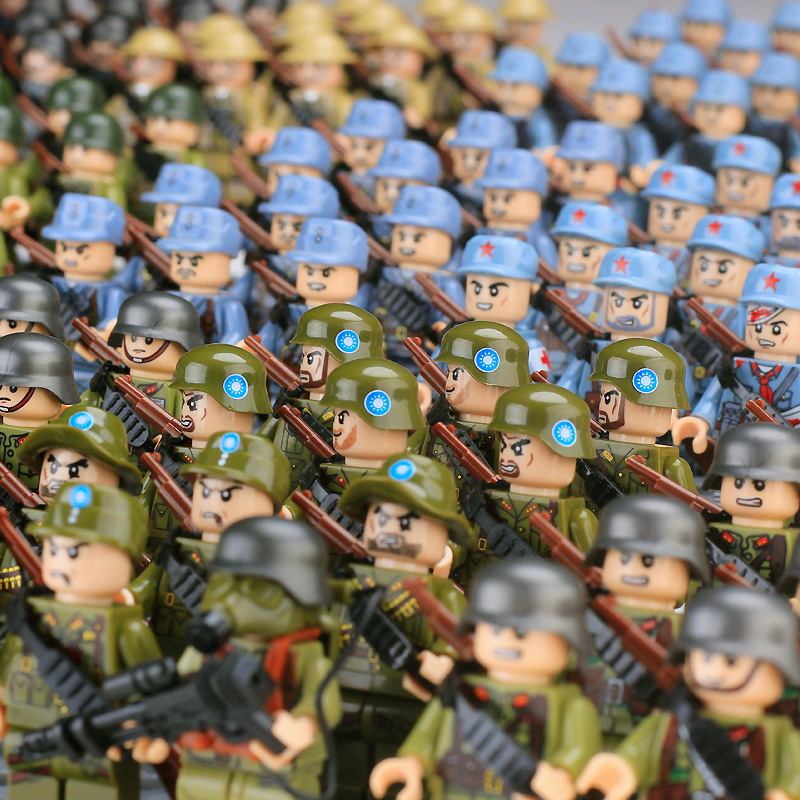 New Chinese Military Building Block Figures, Red Army Soldiers, Eighth Route Army, German Mini Soldiers, Cannons, War Assembly Toys