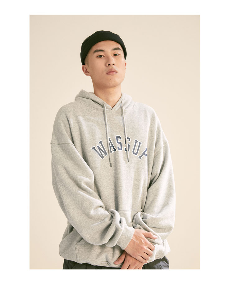 WASSUP mùa thu và mùa đông gốc hai màu retro tiếng Anh La Mã in trùm đầu nam và nữ áo khoác đôi đẹp