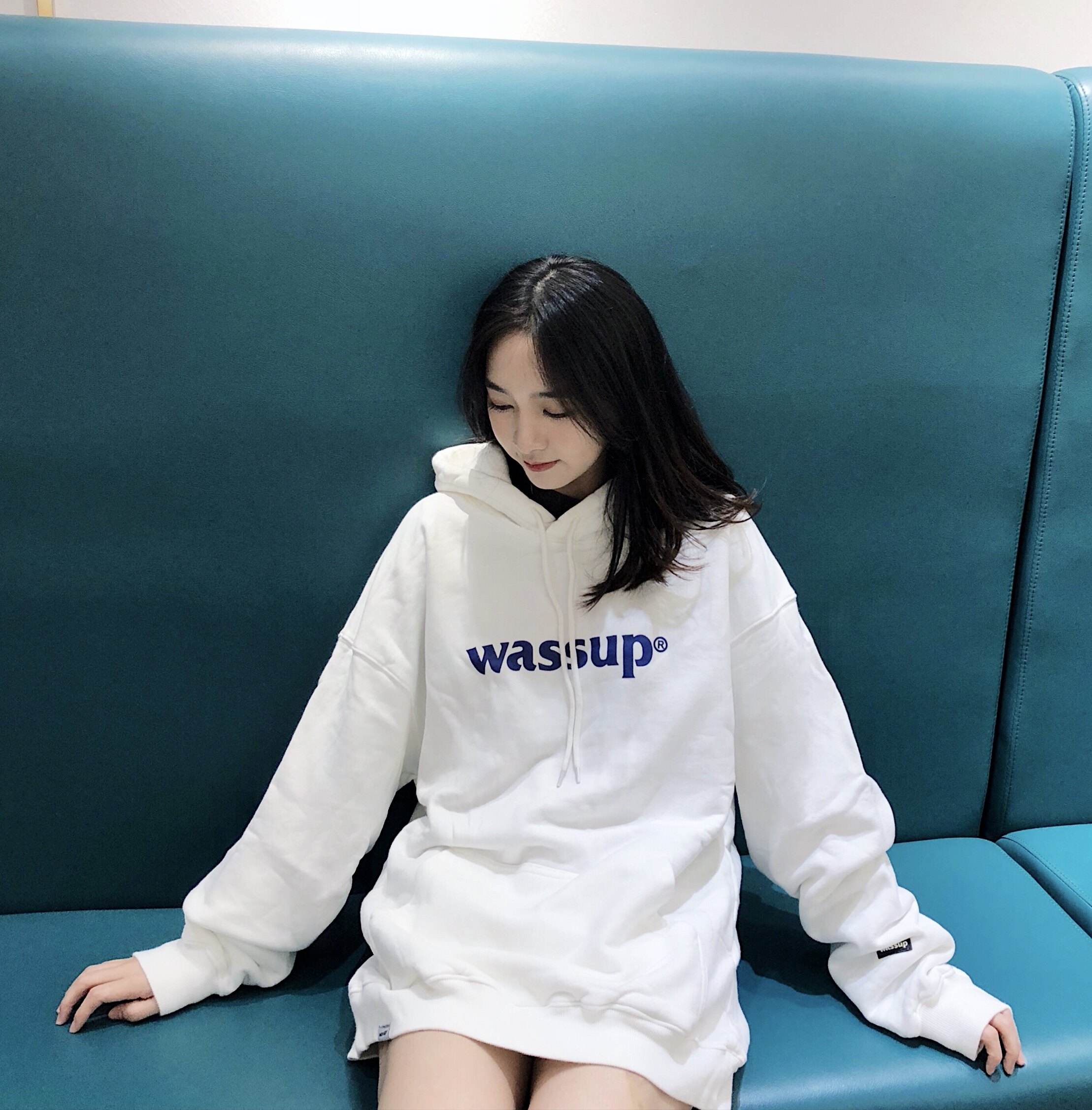WASSUP19AW classic autumn and winter five-color cotton base logo hooded plus velvet loose sweater couple hoodie
