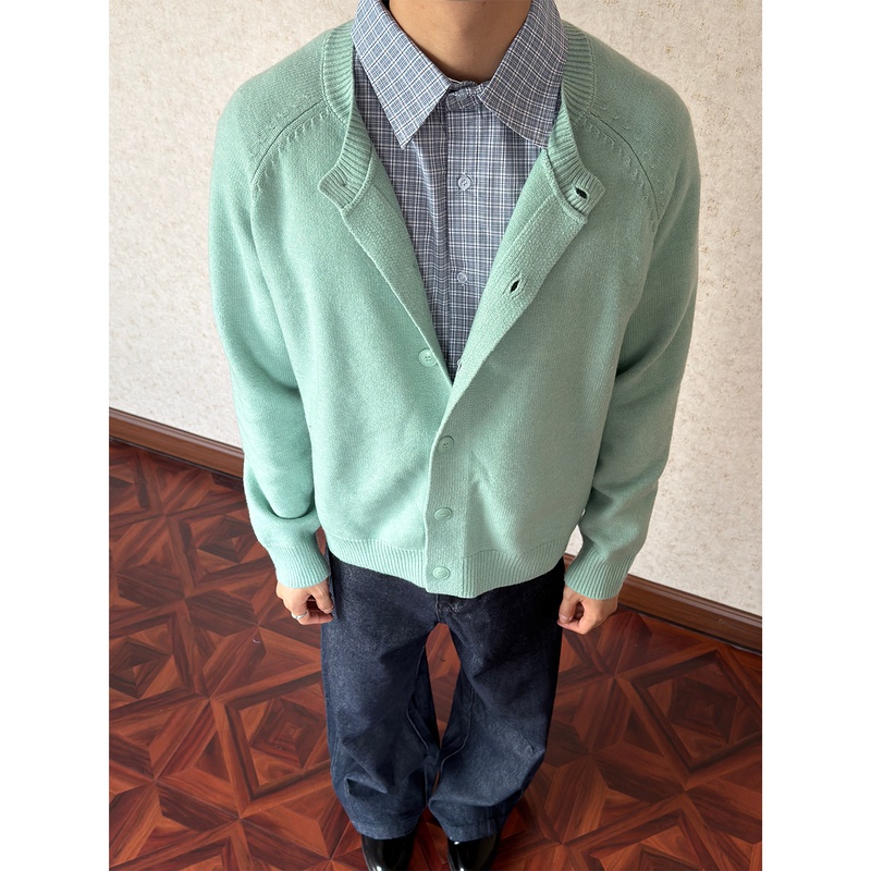 Sellshreen Niche Low-Saturation Mint Green Knitted Cardigan Loose Soft Casual Jacket Unisex Sellshreen Niche Low-Saturation Mint Green Knitted Cardigan Loose Soft Casual Jacket Unisex