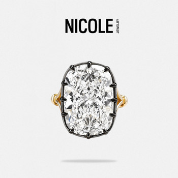 Nicole jewelry 15 carat vintage cushion cut prong set blackened diamond ring georgian style