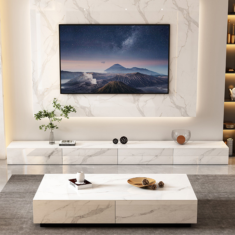 Light Extravagant Rock Board Bright Light TV Cabinet Tea Table Composition Extremely Brief Terrace Modern Minima Net Red Laser Living Room Arrival Cabinet