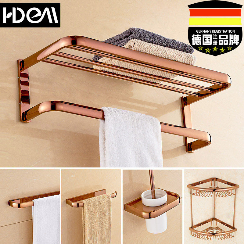 Heideman Eurostyle Full Copper Bathroom Pendant Rose Gold Dressing Room Hair Towel Rack Bath Towel Rack Single Pole and Double Rod Shelf
