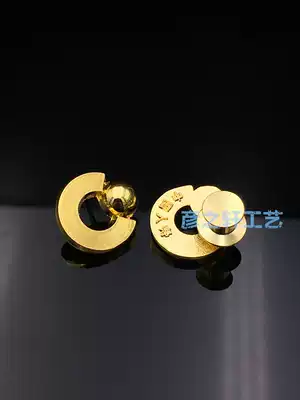 Plated with 24k real gold China life insurance company logo three-dimensional spherical hollow badge can be customized