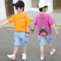 Boys summer suit summer foreign style big boy boys 2021 new childrens clothing childrens summer models handsome short-sleeved tide