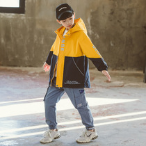 Boy Clothing Boy Jacket Spring Autumn Clothing 2022 New Childrens Dress Foreign Air Korean Version Jacket Blouses Large Child Loose Tide