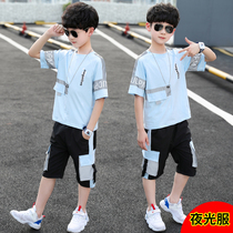 Childrens clothing boys summer clothes 2021 new large childrens casual vest suit Childrens sports basketball clothes two-piece set tide