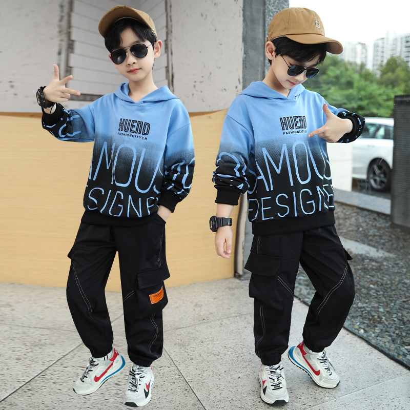 Boys' suit spring and autumn dress 2022 new class cotton cotton casual tops sports two pieces of Yanhan edition