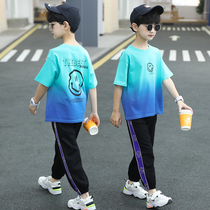 Boy suit Summer 2022 new net red trendy boy Yangqi CUHK Childrens summer clothing short sleeves Two sets of damp