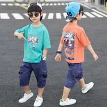 Childrens clothing Boys short-sleeved suit summer 2021 new CUHK childrens summer sports foreign style Korean version of the net red tide