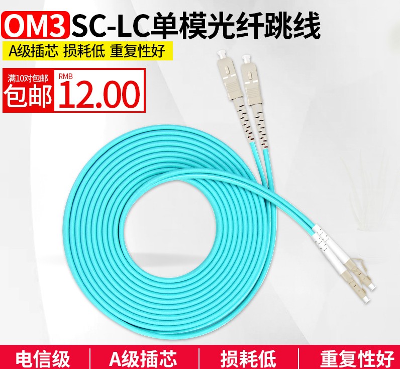 LC SC ST FC 10 Gigabit Multimode Fiber Patch Cord 5 10 15 20 30M OM3 Dual Core Fiber Patch Cord