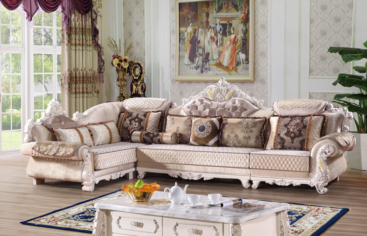 Manufacturer direct sales full cloth art solid wood frame sofa modern minimalist Eurostyle American living-room L type 7-word corner