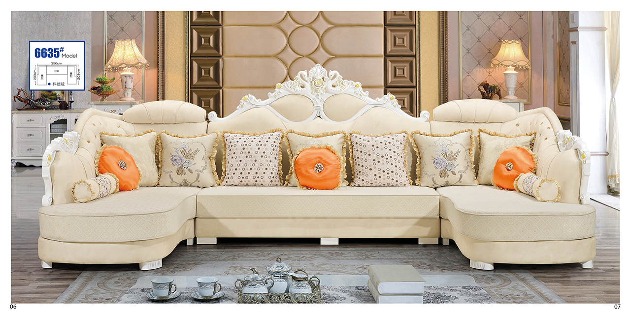 Fabric sofa simple living room with corner U-shaped pillow factory direct sales