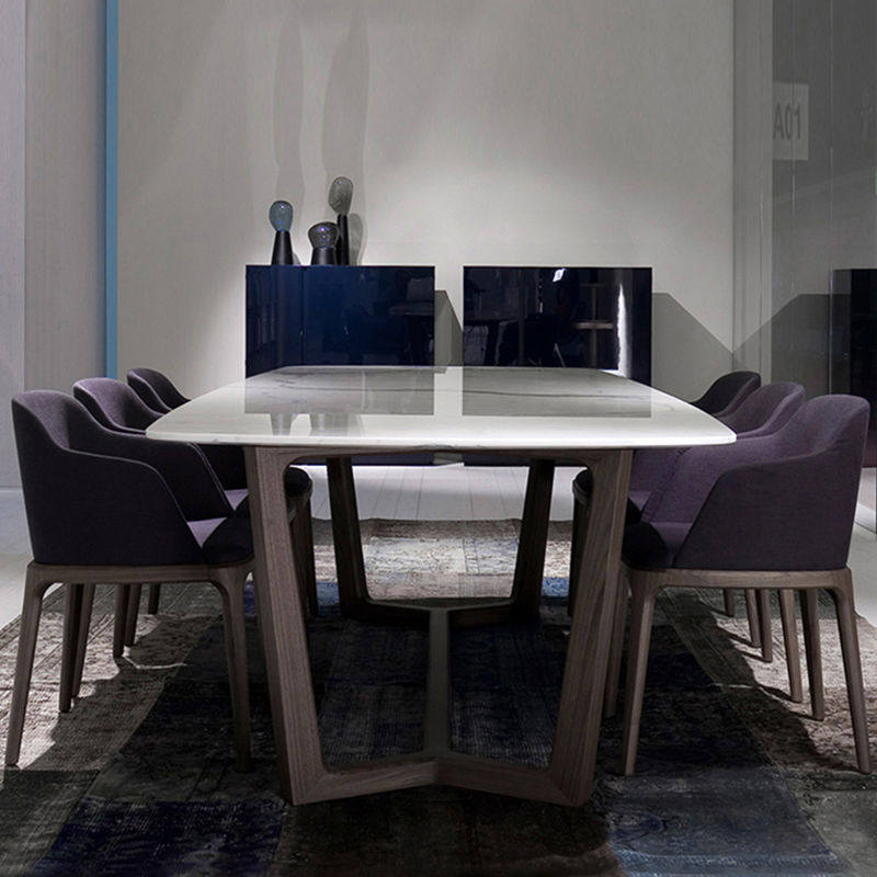 Delifeng rock plate dining table rectangular 1 meter 2 solid wood small apartment net red 4 people 6 household simple dining table and chair combination