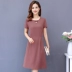 Áo bà bầu mùa hè 40-50 tuổi Phụ nữ trung niên mùa hè Váy ngắn tay dài thanh lịch - Quần áo của mẹ Quần áo của mẹ