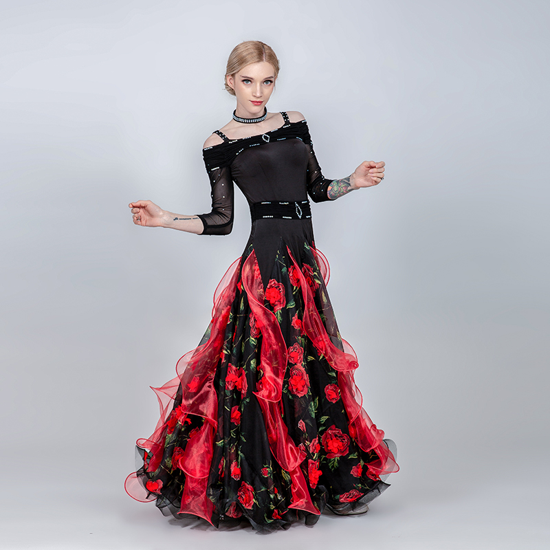 Morden Dance Foreign Dress New National Standard Dance Suit Waltz Big Swing Dress Scalding Social Dance Large Pendulum Skirt Performance Dress