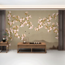 New Chinese style magnolia flower and bird wallpaper custom mural living room TV background wall sofa video wall cloth seamless wallpaper