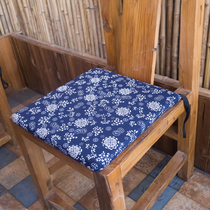 Cotton Hemp National Wind Sponge Cushion Chair Cushions Farmhouse Le Restaurant Hotel Cushions Blue Printed Sponge Cushion Uzhen