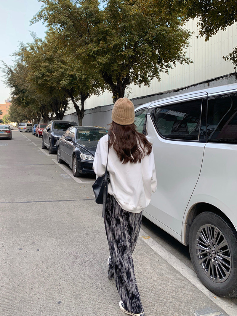 High Waist Velvet Broadlegged Pants Woman Autumn Winter 100 Hitch Slim Straight Drum Pants Loose Zstained Casual Pants 2021 New